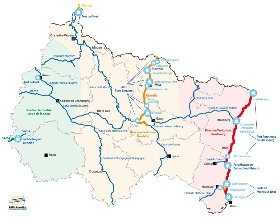 Le réseau fluvial en Grand Est